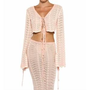 NEW BANANHOT miana cropped shirt in knitted pink stripes